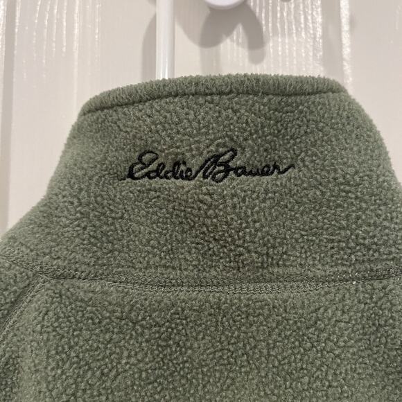 Eddie Bauer Vest Mens Medium Green Full Zip Fleece Polartec Mock Neck Outdoor - Picture 3 of 8
